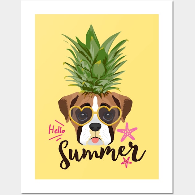 Pineapple Shirt & Gifts for Women, Kids, Boys, Teen Girls, Boxer Dogs Wall Art by Happy Lime